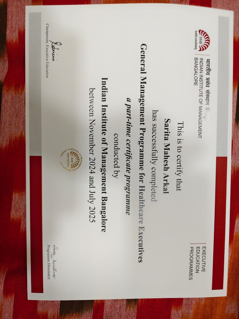IIM Bangalore Certification Achievement