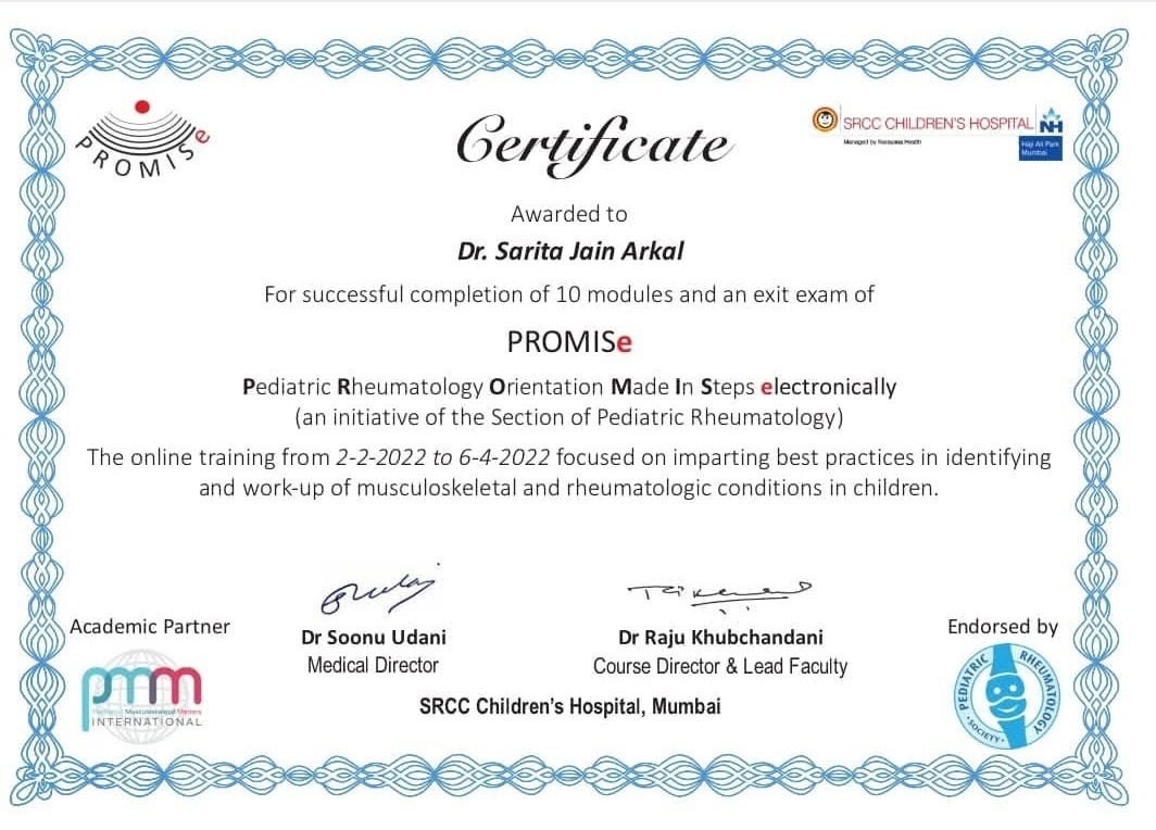 Certification In Pediatric Rheumatology Training